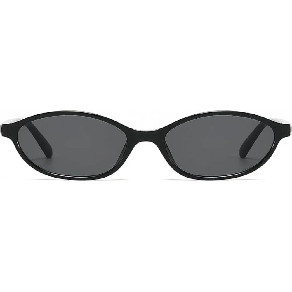 Black Oval Sunglasses Men's Narrow Frame Fashion Eyewear Retro Style Hip Hop New